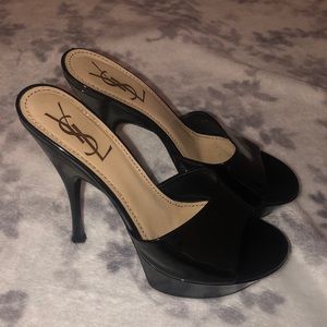 Yves Saint Laurent. black YSL platform stilettos